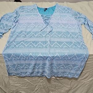 Elegant Blue and White Swim Coverup